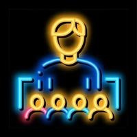 working in team or leadership of administrator neon glow icon illustration vector