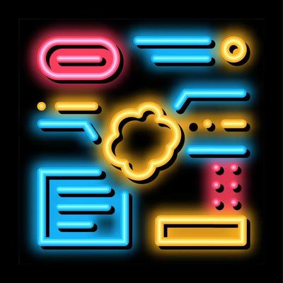 information and characteristics of atherosclerosis neon glow icon illustration