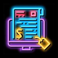 electronic license buying neon glow icon illustration vector