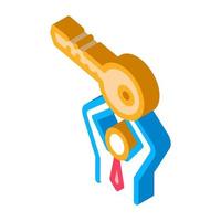 Man Holding Key isometric icon vector illustration