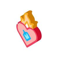 Burning Heart isometric icon vector illustration