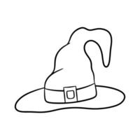 sombrero de contorno de bruja aislado sobre fondo blanco vector