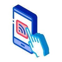 Hand Push Wifi Button isometric icon vector illustration