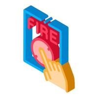 Hand Push Fire Button isometric icon vector illustration