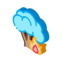 Fire Burning Tree isometric icon vector illustration