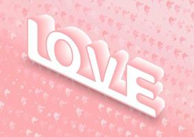3d white love on pink background. vector