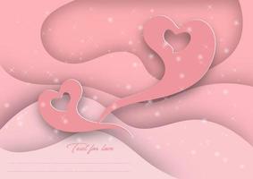 Abstract background Paper cut Heart Shape Pink Color vector illustration.