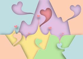Abstract background Paper cut Heart Shape Colorful vector illustration.
