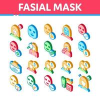 Facial Mask Healthcare Isometric Icons Set Vector