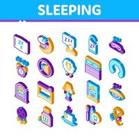 Sleeping Time Devices Isometric Icons Set Vector