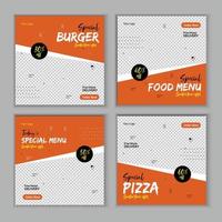 Special food menu social media post banner design. Suitable for Social Media Post banner. Pizza, burger, chicken and delicious food business online promotion. vector