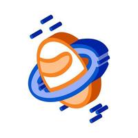 Saturn Planet Ring isometric icon vector illustration