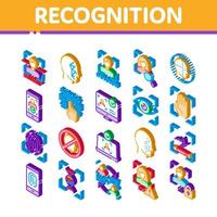 Recognition Isometric Elements Icons Set Vector
