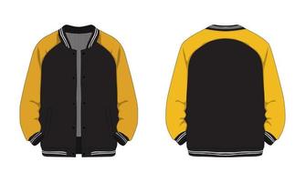 Raglan sleeve varsity jacket front and back. Sports jackets, baseball jackets vector