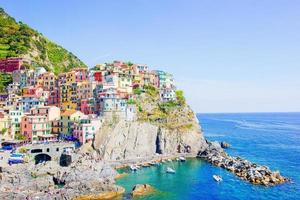 Stunning view of the beautiful and cozy village of Manarola in the Cinque Terre Reserve. Liguria region of Italy. photo