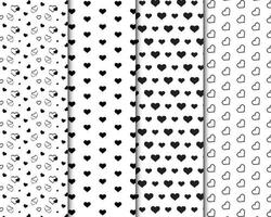 Collection of black and white heart symbol pattern vector