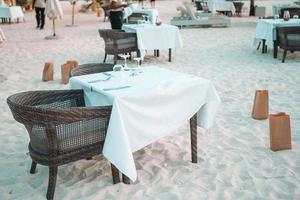 Summer empty open air luxury restaraunt at exotic hotel photo