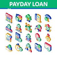 Payday Loan Isometric Elements Icons Set Vector