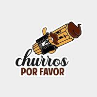 diseño de ilustraciones imprimibles de la etiqueta engomada de los churros en el fondo blanco vector