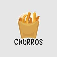 diseño de ilustraciones imprimibles de la etiqueta engomada de los churros en el fondo blanco vector