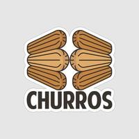 diseño de ilustraciones imprimibles de la etiqueta engomada de los churros en el fondo blanco vector