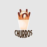 diseño de ilustraciones imprimibles de la etiqueta engomada de los churros en el fondo blanco vector