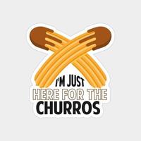 diseño de ilustraciones imprimibles de la etiqueta engomada de los churros en el fondo blanco vector