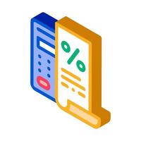 Check with Mathematical Interest Calculations isometric icon vector illustration