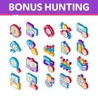 Bonus Hunting Isometric Elements Icons Set Vector