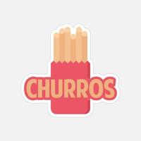 diseño de ilustraciones imprimibles de la etiqueta engomada de los churros en el fondo blanco vector