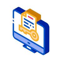 Secret Documents in Computer isometric icon vector illustration