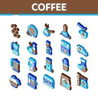 Coffee Energy Drink Isometric Icons Set Vector