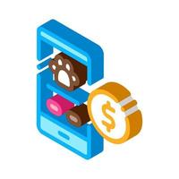 Cash Assistance for Animals Online isometric icon vector illustration