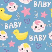 Cute baby vector seamless pattern
