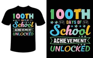 vector de diseño de camiseta de 100 días de escuela