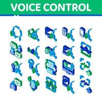 Voice Control Isometric Elements Icons Set Vector