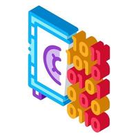 Computer Hacking with Binary Code isometric icon vector illustration