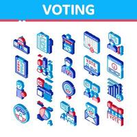 conjunto de iconos isométricos de votación y elección vector