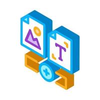 web side image and text isometric icon vector illustration