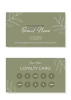 A rustic business and loyalty card template with plants in the outline. Suitable for beauty salons, depilation masters, hair stylists, eyebrow specialists. Vector