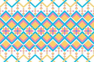 Colorful geometric ethnic seamless pattern designed for background, wallpaper, traditional clothing, carpet, curtain, and home decoration. vector