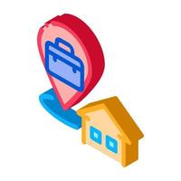 direction from home to work isometric icon vector illustration