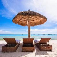 Beach wooden chairs for vacations and summer getaways in Boracay photo