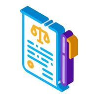 Sheet of Paper and Pen in Court Law And Judgement isometric icon vector illustration