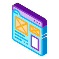 Ilustración de vector de icono isométrico de estilo de sitio web frontal