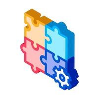 Puzzle Game And Gear Agile Element isometric icon vector