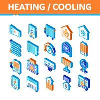 Heating And Cooling Isometric Vector Icons Set