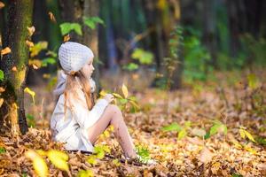 adorable niña al aire libre en el hermoso día de otoño foto