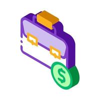 Suitcase Bag Case And Dollar Coin isometric icon vector
