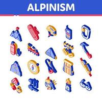 Alpinism Isometric Icons Set Vector